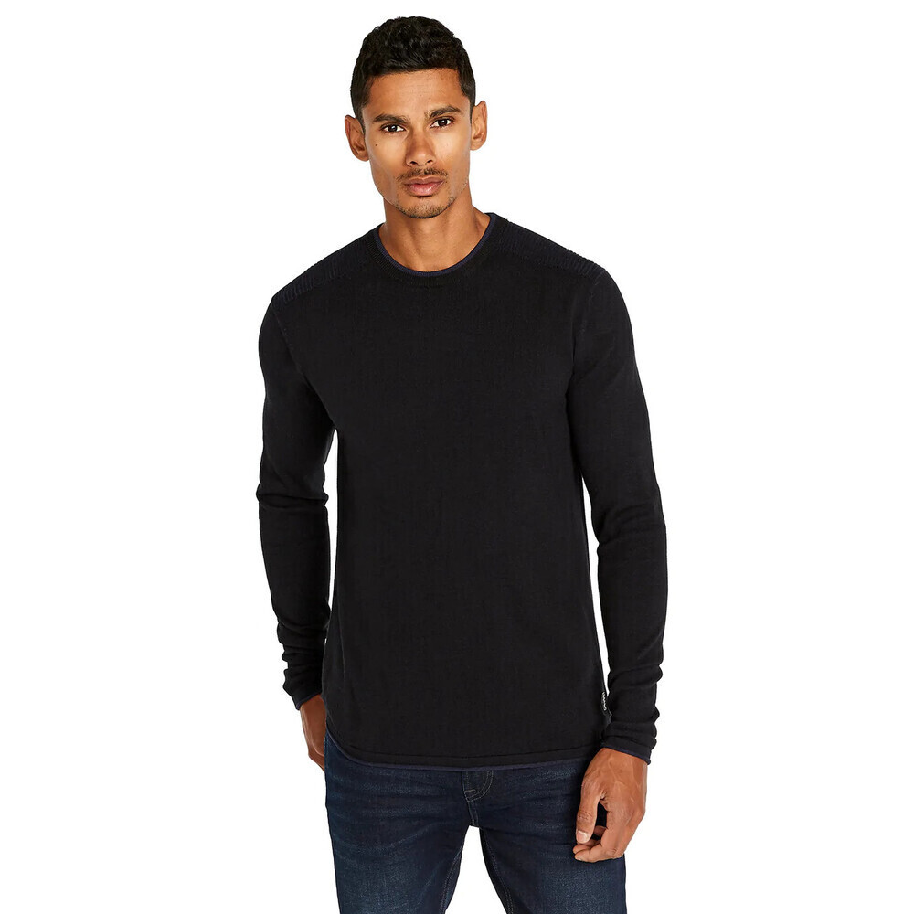 Buffalo David Bitton Warell Sweater With Sleeve Patch In Black Navy Size XL